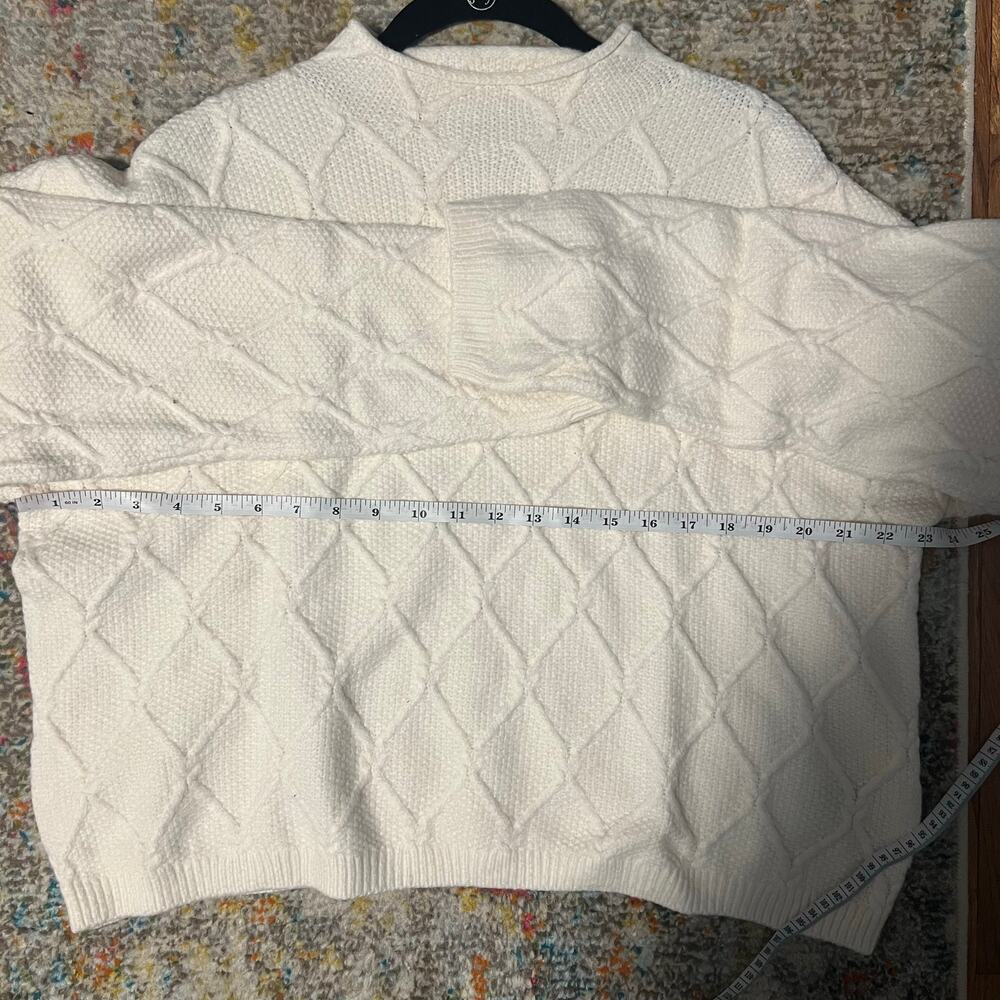 Old Navy Mock Neck Diamond Stitch Cable Knit Sweater Cream NWT Size Medium - Picture 5 of 10